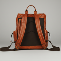 MET Two Adjustable Strap Leather Backpack. Premium Rucksack with Tech Sleeve