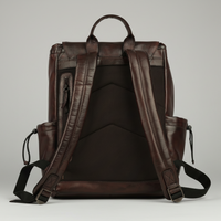 MET Two Adjustable Strap Leather Backpack. Premium Rucksack with Tech Sleeve