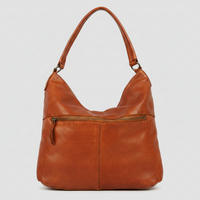 MET Premium Leather Handbag. Studded Hobo Tote with Artisan Scallop Embossing