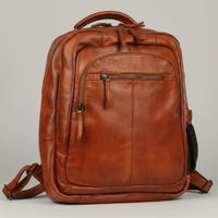 MET Premium Leather Backpack. Dual-Compartment Urban Commuter Pack
