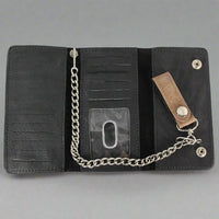 BOL Men's Chrome Plated Trucker Leather Trifold Wallet