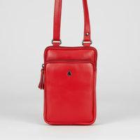 Greenwood Leather Compact Mini Crossbody. Slim Full-Grain Leather Phone Bag & Travel Organizer